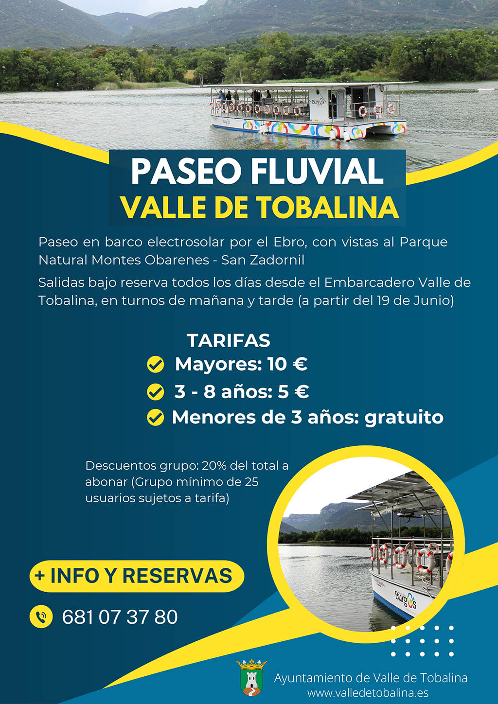 Paseo fluvial en Barco electrosolar Valle de Tobalina