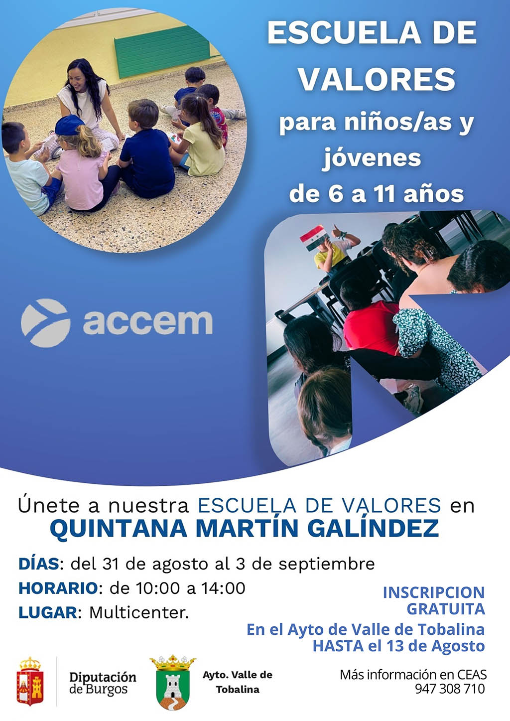 Escuela de Valores para niños/as y jóvenes de 6 a 11 años