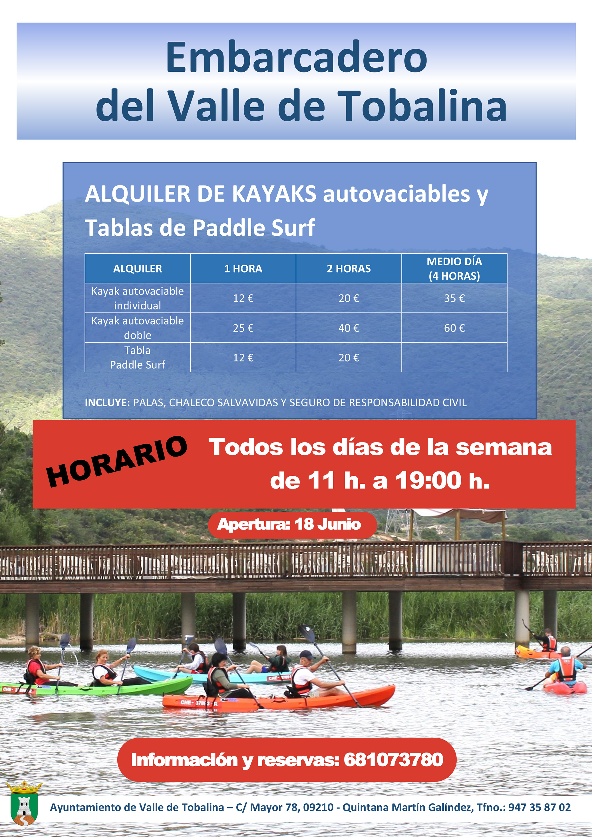 Alquiler de Kayaks y Tablas de Paddle Surf