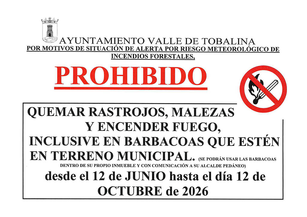 Prohibición encender fuego
