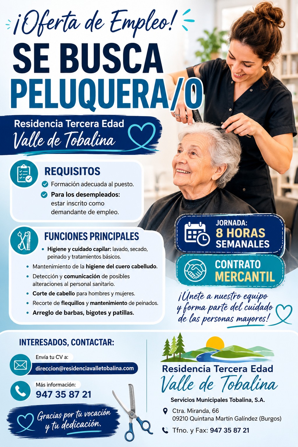 Oferta Empleo Peluquería Residencia Tercera Edad